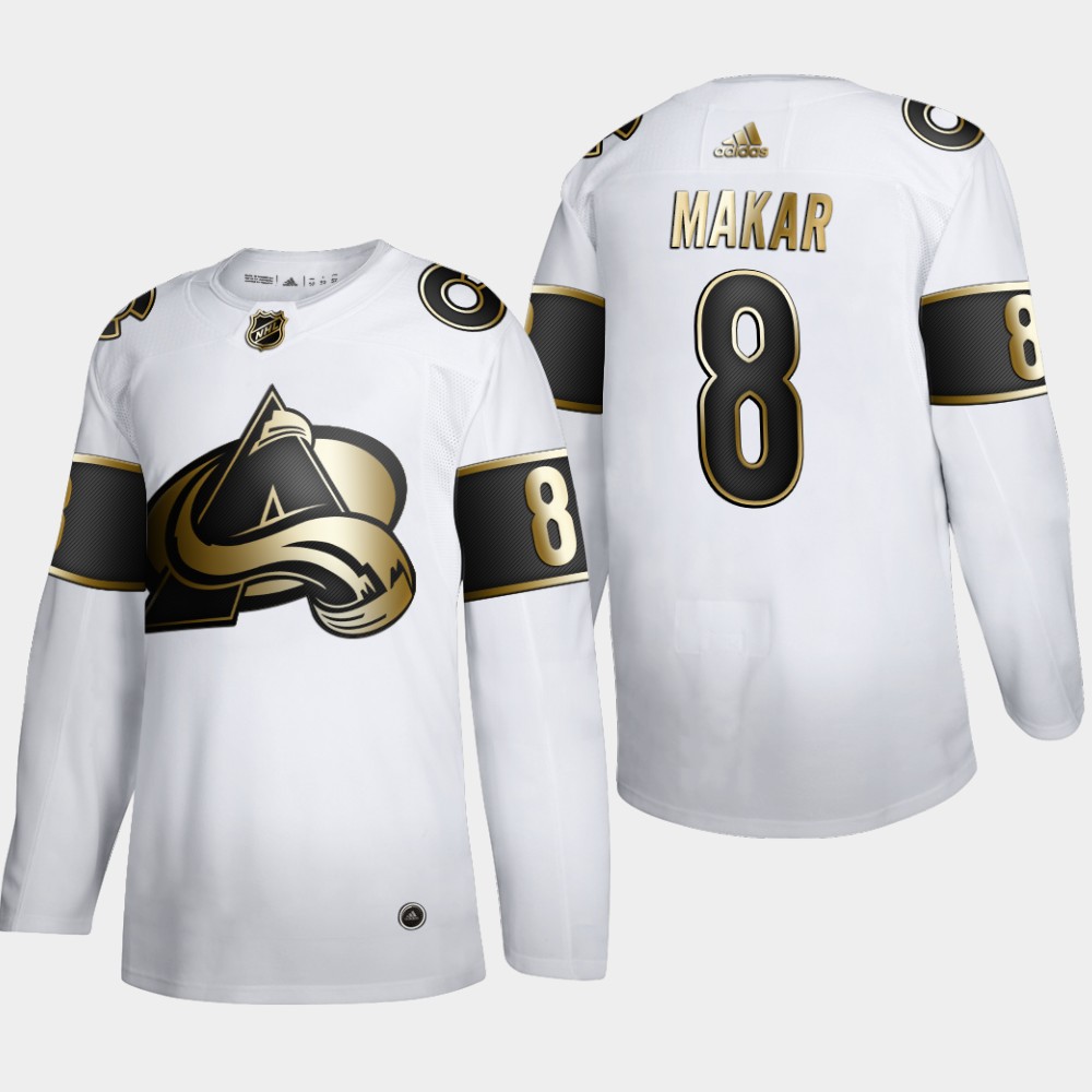 Colorado Avalanche #8 Cale Makar Men Adidas White Golden Edition Limited Stitched NHL Jersey